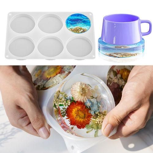 Casting Materials Mold Round Flower Bouquet Silicone Coaster for Diy White