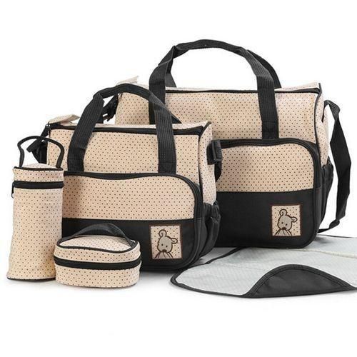 black3928.517CM 5pcs Baby Diaper Bag Suits For Mom Baby