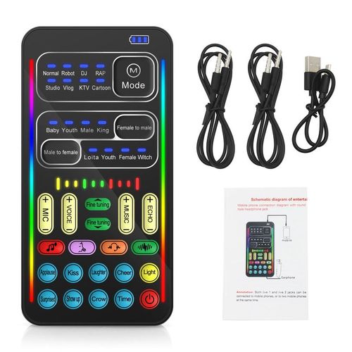 i9 Voice Changer Mini Multiple Audio Effect Bluetooth-Compatible Live Sound Cards Portable Live Voice Sound I9 Equipment