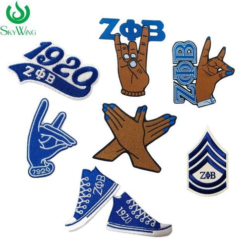Embroidered Denim Jeans Jacket For Ladies Zeta Phi Beta Sorority Greek Letter Small Size Patches