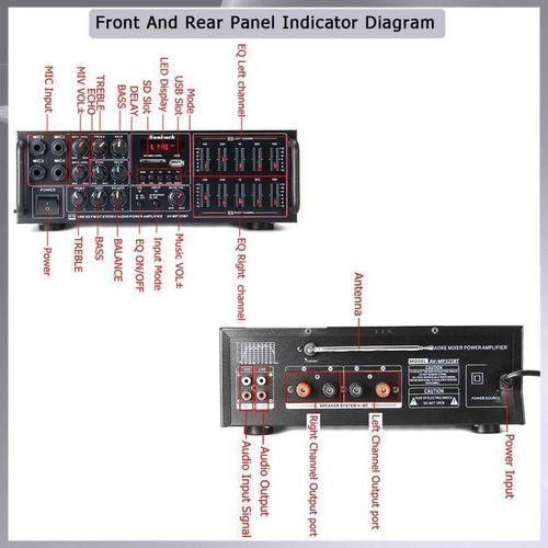110220V 8000W USB SD AMP FM DVD AUX With Remote Control Support 4 Way Microphone Input Bluetooth Amplifier Audio Stereo Digital