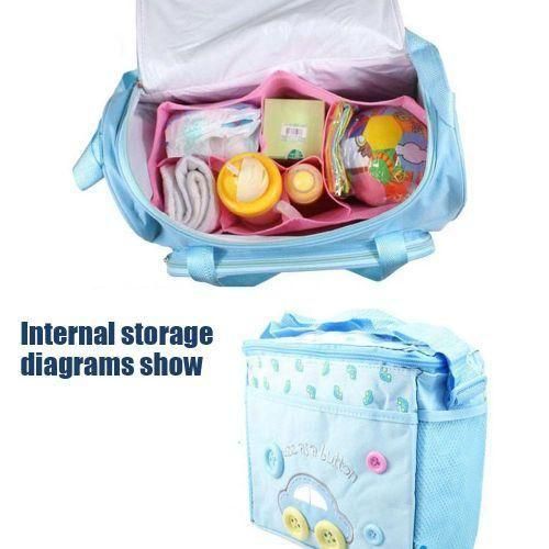 4 Piece Cute Diaper Bag Set Lightweight Small Diaper Bag Tote Travel Mom Dad Diaper Bag Essentials Mommy Bag for Hospital with Bottle Bag Urine Pad
