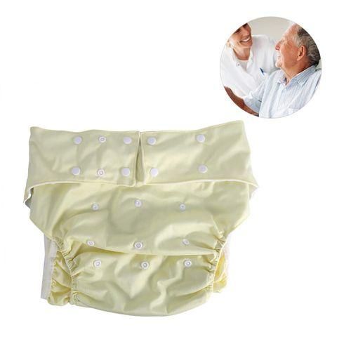 Adult Washable Cloth Diaper Adjustable Reusable Ultra Absorbent Incontinence Pan Yellow