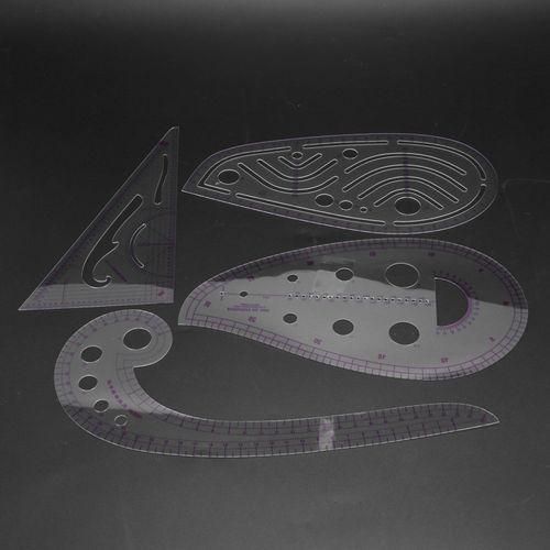 Sewing Ruler Set 4 Pcs  Metric Ruler Set French Curve Pattern Grading Ruler Dressmaking Drawing Drafting Measure Template Tools 4 Style For Designers