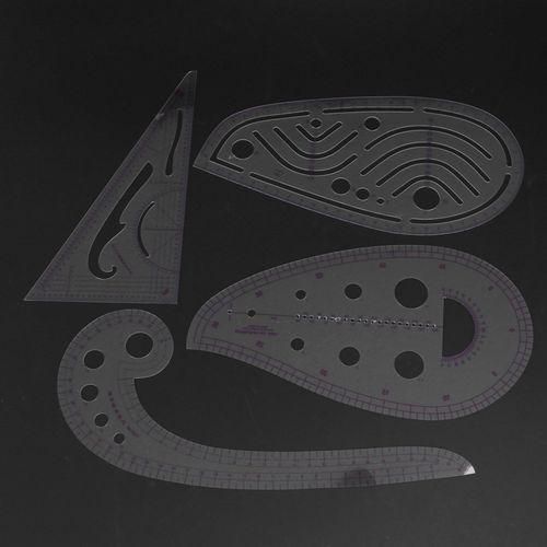 Sewing Ruler Set 4 Pcs  Metric Ruler Set French Curve Pattern Grading Ruler Dressmaking Drawing Drafting Measure Template Tools 4 Style For Designers