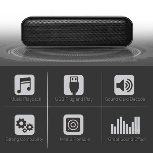 USB Powered Soundbar Desktop Speaker Wired Computer Sound