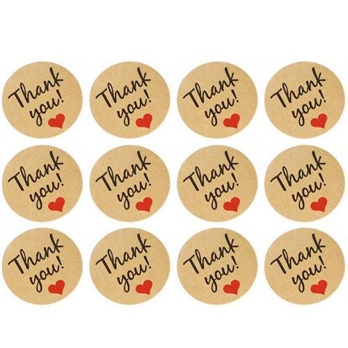 Vintage"Thank you" Heart Round Kraft paper Seal sticker For