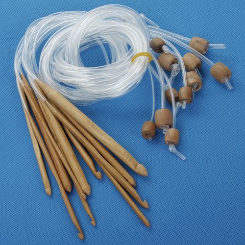 12Size Flexible Afghan / Tunisian Carbonized Bamboo Crochet Hook 3
