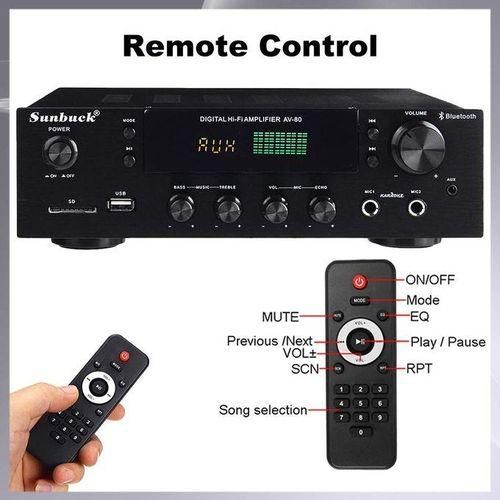 2000W Home Theater Amplifiers HiFi Bluetooth Power Amplifier Stereo Audio Karaoke FM Receiver USB SD With Remote Control