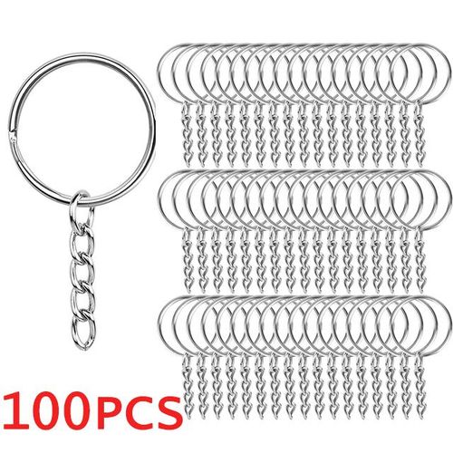 Metal Keyring Stainless Steel Anti-rust Keychains Key Pendant Chains Key Holder Keychain Split Rings 30mm/25mm/20mm-100pcs 25mm style2_Pink