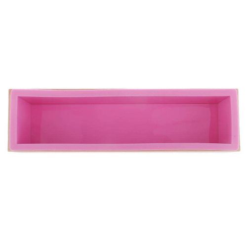 Rectangle Silicone Soap Loaf  with Wooden Box DIY Mould 900ml Pink