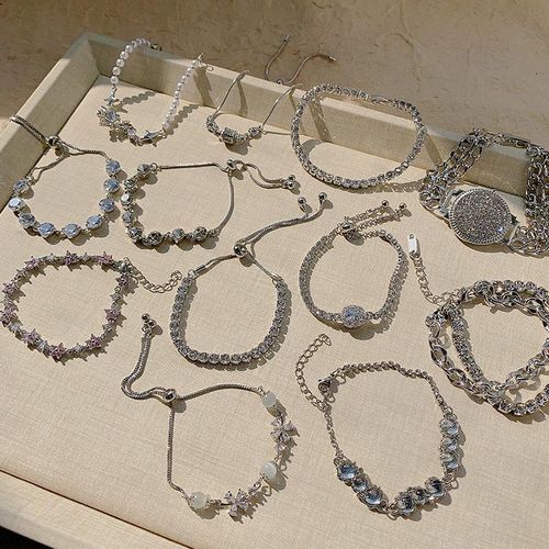 Double layer Cuban chain zircon bracelet for women, niche design, high-end, sweet, cool, light luxury, exquisite and cool style,
