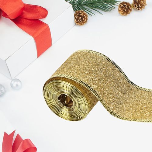 Christmas Glitter Ribbon 2inch X 90 Yards DIY Xmas Golden
