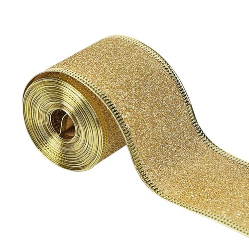 Christmas Glitter Ribbon 2inch X 90 Yards DIY Xmas Golden