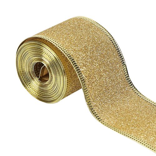 Christmas Glitter Ribbon 2inch X 90 Yards DIY Xmas Golden