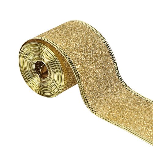 Christmas Glitter Ribbon 2inch X 90 Yards DIY Xmas Golden