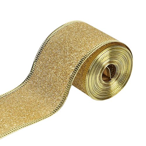 Christmas Glitter Ribbon 2inch X 90 Yards DIY Xmas Golden