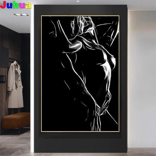 Black And White Nude Couple Diy Diamond Painting Cross Stitch Full Drill Body 5d Diamond Embroidery Mosaic Art Home Decor