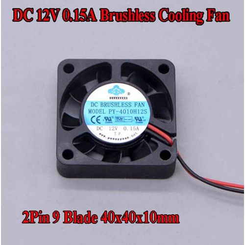 DC 12V 0.15A 4010H12S Brushless Cooling Fan Radiator 2Pin 9 40x40x10mm