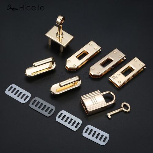 1set/7pcs Bag Buckle Metal Lock Button Gold Silver Black Bronze Diy Craft Handmade Handbag Purse Luggage Hardware Hicello