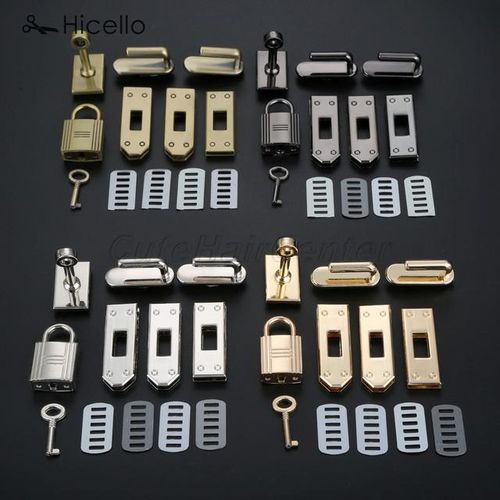 1set/7pcs Bag Buckle Metal Lock Button Gold Silver Black Bronze Diy Craft Handmade Handbag Purse Luggage Hardware Hicello
