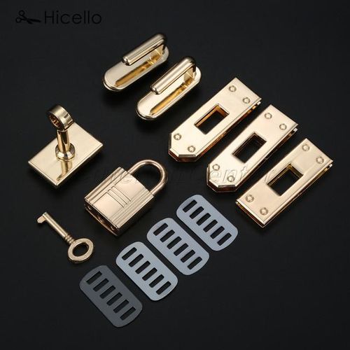 1set/7pcs Bag Buckle Metal Lock Button Gold Silver Black Bronze Diy Craft Handmade Handbag Purse Luggage Hardware Hicello