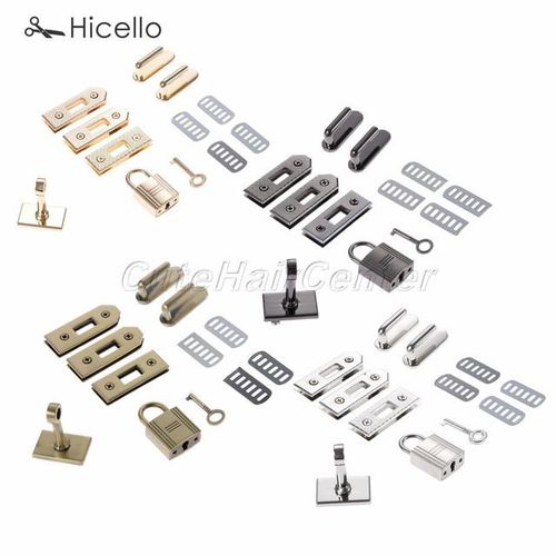 1set/7pcs Bag Buckle Metal Lock Button Gold Silver Black Bronze Diy Craft Handmade Handbag Purse Luggage Hardware Hicello