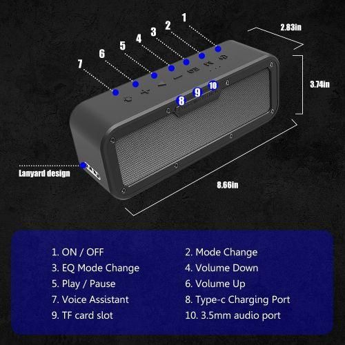 Xdobo Wake 1983 IPX7 Waterproof Portable Outdoor Bluetooth Speaker Black