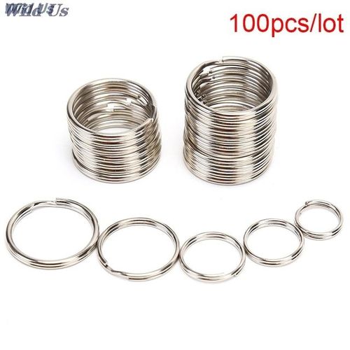 100PCS Dia 12 15 16 20mm Stainless Steel DIY Polished Split Ring Keyrings Key Chain Hoop Loop Key Holder-A_black