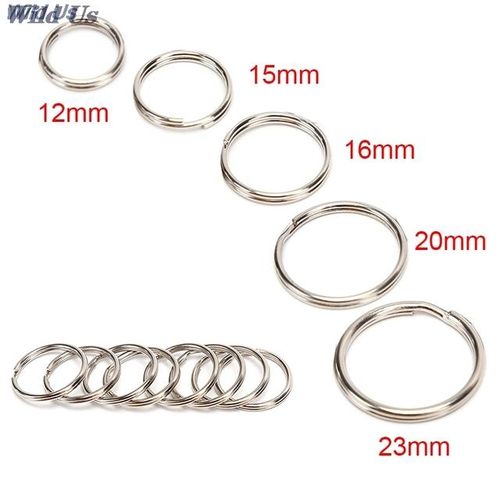 100PCS Dia 12 15 16 20mm Stainless Steel DIY Polished Split Ring Keyrings Key Chain Hoop Loop Key Holder-A_black