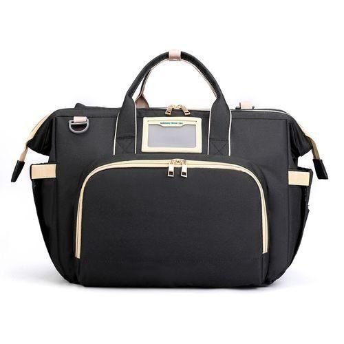 Black3in1 Portable Tote Diaper Bag Crib Newborn Baby