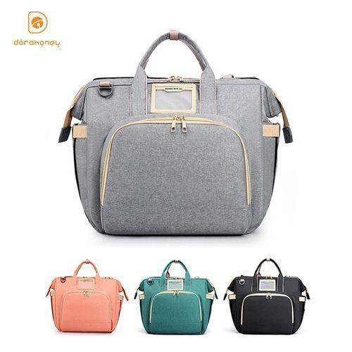 Black3in1 Portable Tote Diaper Bag Crib Newborn Baby