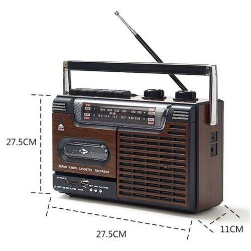 Portable Cassette Player, Wooden Recorder, Outdoor Old Portable Radio, FM, Am, SW
