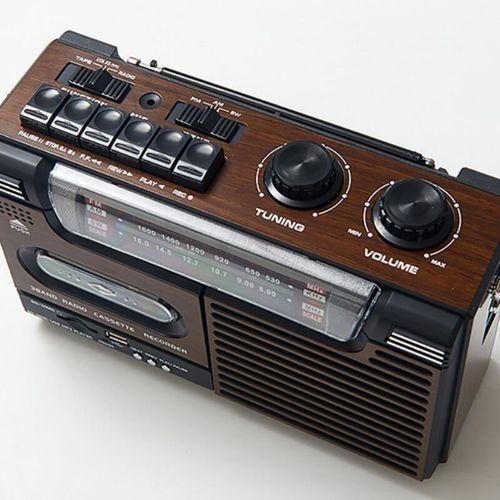 Portable Cassette Player, Wooden Recorder, Outdoor Old Portable Radio, FM, Am, SW