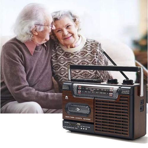 Portable Cassette Player, Wooden Recorder, Outdoor Old Portable Radio, FM, Am, SW