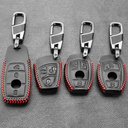 Genuine Car Key Cover Keychain Case for Mercedes Benz CLS CLA GL R SLK AMG A B C S Class Remote Holder Accessories-B Style_Blue