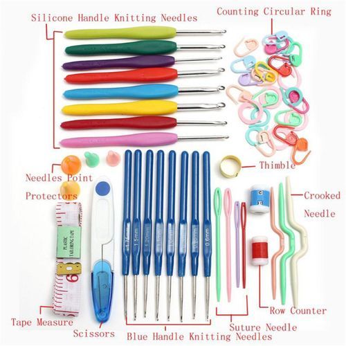57PCS Crochet Hooks Set Colorful Crochet Hooks Knit