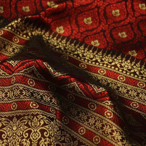 45x100cm Southeast Ethnic Polyester Brocade Jacquard Satin Fabric For Thai Women's Traditional Dress Cloth Burma Saree