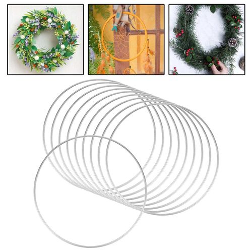 12 inch Metal Floral Hoop Rings for DIY Wall Hanging 10pcs Silver