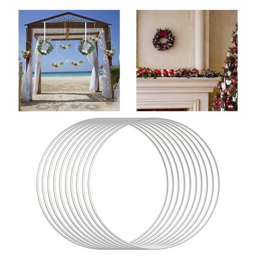 12 inch Metal Floral Hoop Rings for DIY Wall Hanging 10pcs Silver
