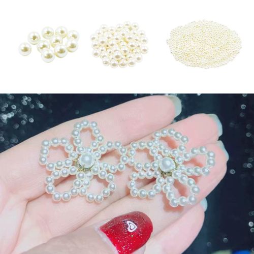 Round Pearl Loose Beads With Hole For Beading DIY Bracelet