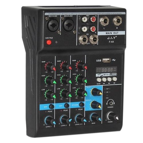 Portable Mental 4 Channels Mini Usb Audio Mixer Amplifier Console Bluetooth Record Phantom Sound Mixing Console With Sound Card