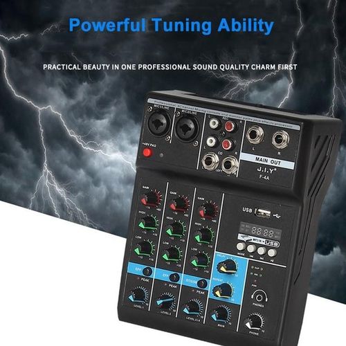 Portable Mental 4 Channels Mini Usb Audio Mixer Amplifier Console Bluetooth Record Phantom Sound Mixing Console With Sound Card