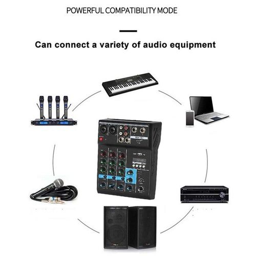 Portable Mental 4 Channels Mini Usb Audio Mixer Amplifier Console Bluetooth Record Phantom Sound Mixing Console With Sound Card