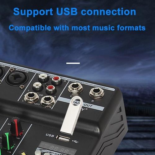Portable Mental 4 Channels Mini Usb Audio Mixer Amplifier Console Bluetooth Record Phantom Sound Mixing Console With Sound Card