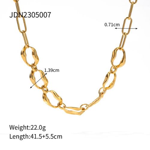 Cadena Ovalada De Acero Inoxidable Para Mujer Conjunto De Joyer&iacute;a Irregular Collar Pulsera Chapado En Pvd Oro De 18 Quilates Joyer&iacute;a De Empalme Vintage