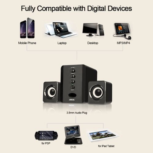 Sada USB Wired Computer Speakers Stereo Music- Black