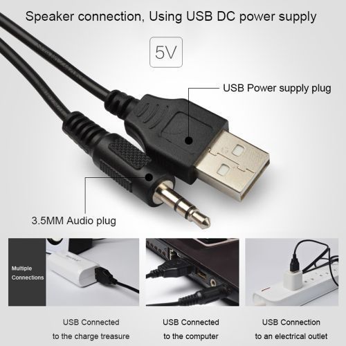 Sada USB Wired Computer Speakers Stereo Music- Black