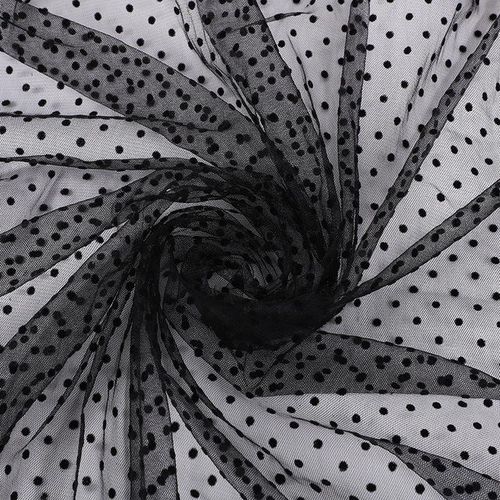 1yard Flocking Dot Voile Net Fabric See Through Drape Fabric Tulle Mesh Craft Material For Curtains Black White