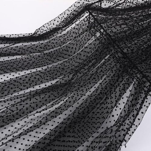 1yard Flocking Dot Voile Net Fabric See Through Drape Fabric Tulle Mesh Craft Material For Curtains Black White